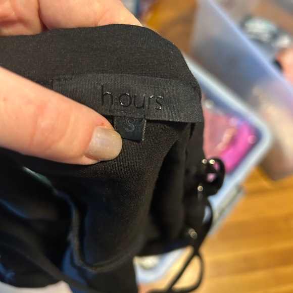 NWOT H:ours Saville Top Black Glitter Lace Up - Picture 5 of 6